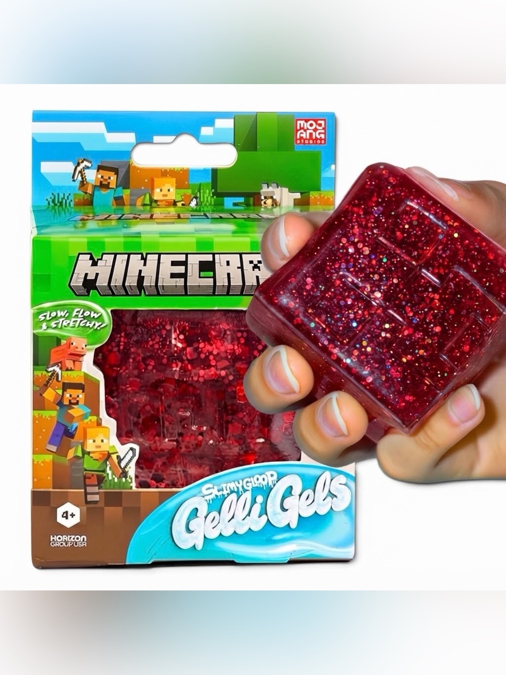 Minecraft TNT Red Glitter Gelli Gels Squishy Cube Fidget Toy NWT